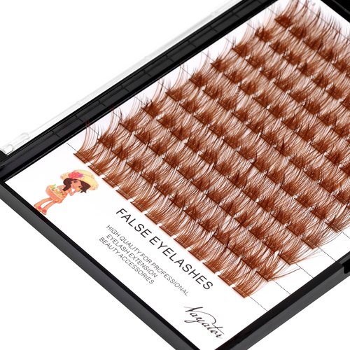 Vayator Color Lash Cluster Light Brown Dark Brown Black Brown Various Colored False Eyelashes Clusters Professional Makeup Lash Cluster Grafted Eyelash Extension（Light Brown-10mm）