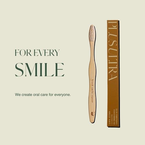 Plus Ultra Bamboo Toothbrush - BPA Free Soft Bristle Toothbrush for Adults - Dentist-Approved All-Natural Toothbrush with Brush Smile Repeat Etched on Handle