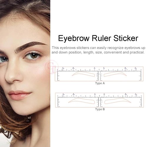 30pcs Eyebrow Shaping Stencils Disposable Eyebrow Ruler Sticker Brow Template Permanent Makeup Measuring Tools (Brow Shape B)