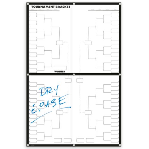 Reusable March Madness Bracket Poster - 64 Player Dry Erase Board Brackets Poster Set is 32x48 Inches and Includes 2 Markers and Metal Hanging Grommets. NCAA Basketball Bracket Poster is Made in USA.