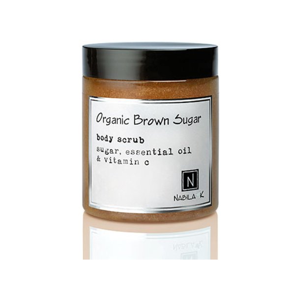 Organic Brown Sugar Body Scrub Made in USA with Essential Oil and Vitamin C by Nabila K - Exfoliate and Moisturize for Smooth Skin - Luxury for Women & Men, 3 oz