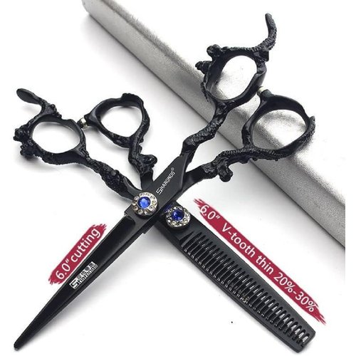 6/7/8/9-inch professional hair clipper set, stainless steel sharp hair clippers, hairdresser specific scissor(6 inches, 2 pieces-E)