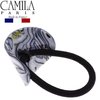 Camila Paris CP2966 French Hair Ponytail Holders Ties, Oval, Handmade, Gray, Strong Hold Grip Elastic Band Hair Clips for Women, No Slip Soft Flexible Styling Girls Hair Accessories, Made in France
