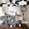 Giant Number Balloons 6, Black and White Checkered Self Inflating 0-9 Set Number Balloon for Kids, 40 Inch Foil Helium Racing 6 Balloon for Boys 6th Birthday Party Race Car Flag Decorations Supplies