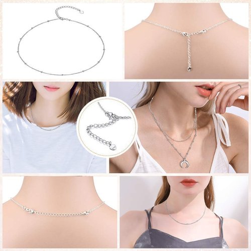 LANCHARMED 3 Pcs 925 Sterling Silver Necklace Extenders for Women Durable Strong Removable Necklace Bracelet Anklet Extension for Jewelry Making(2 3 4 Inch, Silver)