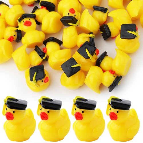 LUTER 30pcs Mini Resin Ducks Charms Tiny Rubber Duck Accessories Rubber Ducks Fun Bachelor Cap Do...