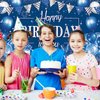 Happy Birthday Backdrop Happy Birthday Decorations for Women Girls Happy Birthday Banner for Women Girl Party Supplies Birthday Party Decorations Backdrop Photography for Girls (Silver and Navy Blue)