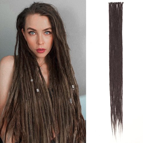FAVE 36&quot; Dreadlock Extensions Thin 0.6cm Long Dreads Handmade Crochet Hair Soft Synthetic Dreadlo...
