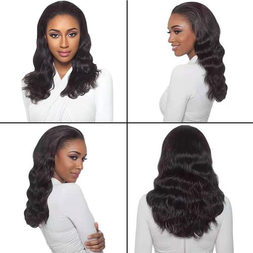 Urbeauty Half Wigs for Black Women Human Hair 14 inch Body Wave Human Hair Wigs, 10A Clip on Wig for Black Women Brazilian Virgin Human Hair 3/4Wigs