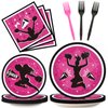 OBUSATT 96Pcs Cheerleader Party Supplies Cheerleading Paper Plates Napkins Gymnastics Party Decorations Girls' Birthday Dinnerware Party Favor Tableware Serves 24