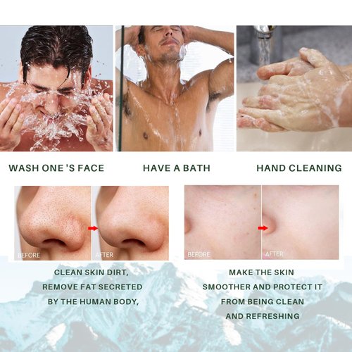 Lanthome All Natural Bar Soap for Men, Moisturizing Mens Bar Soap 100g, Cedar Citrus Smell Fresh Men's Exfoliating Body Wash Bath Soap with Shea Butter 3 Pack