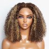 Jessica Hair Highlight Ombre Lace Front Wig Human Hair 13x6 HD Lace Front Wigs for Women 180% Density Curly Glueless Wigs 4/27 Colored Pre Plucked Natural Hairline with Baby Hair(12 inch)