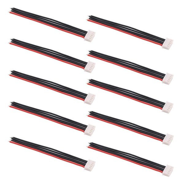 OliRC 10pcs 4" / 10cm JST-XH 4S Balance Plug Connector Adapter Lead Wire 22awg Silicone Cable for RC Lipo Battery Charger(C124-10)…