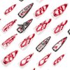 MISUD Press on Nails Long Stiletto Fake Nails Glossy Glue on Nails Goth Red Ombre Artificial Nails Almond Acrylic Nails Gothic Charms Stick on False Nails with 3D Blood Design 24pcs