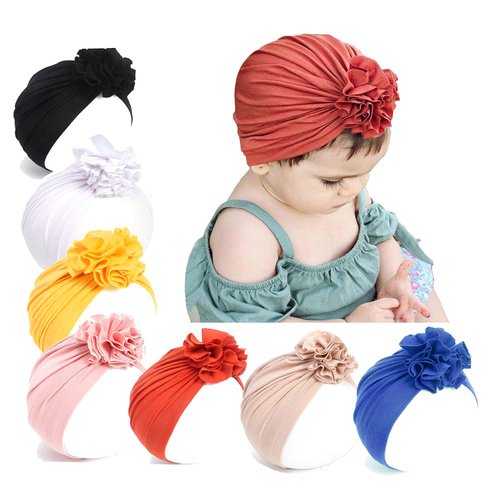 Upsmile Baby Girl Turban Hat Newborn Hospital Hat Infant Turban Nursery Beanie Headwrap