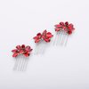 Teyglen Simple Rhinestones Crystal Bride Wedding Hair Comb Set Handmade Red Blue Black Crystal Side Hair Combs Bridal Hair Jewelry Set for Women Bride Girls (Red)