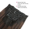 ABH AMAZINGBEAUTY HAIR Yaki Straight Clip ins Rooted Black Piano Natural Black #1B With Chocolate Brown #4 Two Tone Light Yaki Clip in Human Hair 12 Inch Yaki Clip ins for Black Women 120G Full Head