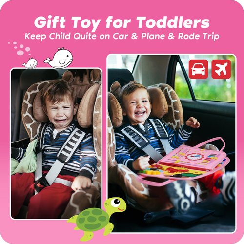 INKLAB Busy Board for Toddlers 3-4, Toddler Montessori Toys Age 3+, Learning Toys for Toddlers 3-5 Years, 3 Year Old Girl Birthday Gift