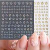 Flower Nail Art Stickers Decals Sliver Gold CheeryBlossom Nail Stickers 3D Laser Star Floral Spring Nail Art Decoration Supplies Adhesive Sliders Cherry Blossom Manicure Decals for Women Girls 6PCS
