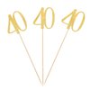 Gold Glitter 40th Birthday Centerpiece Sticks, 12-Pack Number 40 Table Topper Anniversary Party Decorations