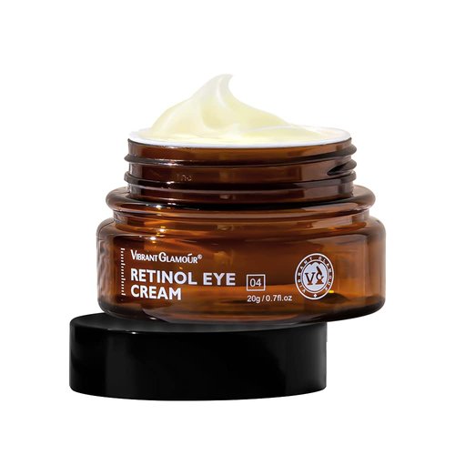 VIBRANT GLAMOUR Retinol Eye Cream, Anti-Aging with Vitamin C & Ceramide for Dark Circles, Wrinkles & Fine Lines, Crow’s Feet, 0.7 fl.oz