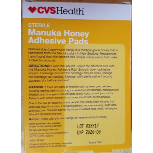 CVS Manuka Honey Adhesive Pads 1.8" x 3" 8 Count