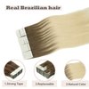 Tape in Hair Extensions Light Brown Mix with Platinum Blonde 14 Inch 50 Grams 20pcs Hair Extensions Tape Natural Soft Silky Straight Tape in Human Hair Extensions Natural Soft Tick Extensions