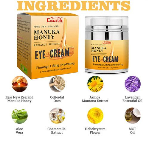 Grospe Manuka Honey Eye Cream Anti-aging Eye Cream Anti-wrinkle Under Eye Cream Fades Fine Lines Lifting and Firming Improve Dark Circles and Puffiness