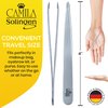 Camila Solingen CS25 4" Professional Surgical Grade Stainless Steel Precision Tip Eyebrow Tweezers for Facial Hair Shaping & Removal. Beauty Tool for Men/Women. Made in Solingen Germany (Slanted)