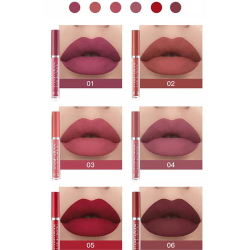 Matte liquid lipstick waterproof all day wear soft smooth application 6 color palette shade set Makeup Set, Matte liquid Long-Lasting Wear Non-Stick Fade resistant (A)