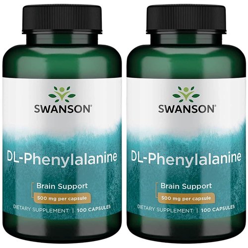 Swanson Premium Brand Premium Amino Acid Dl-Phenylalanine 500 Milligrams 100 Capsules (2 Pack)