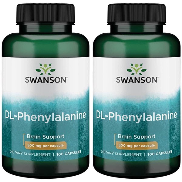Swanson Premium Brand Premium Amino Acid Dl-Phenylalanine 500 Milligrams 100 Capsules (2 Pack)