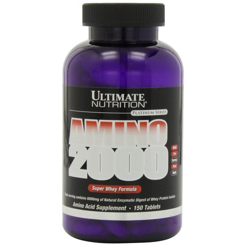 Ultimate Nutrition Amino 2000 Tablets, Super Whey Formula, Amino Acid Supplements with L-Leucine, L-Isoleucine, and L-Valine, 2000mg, 150 Tablets
