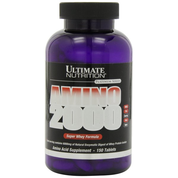 Ultimate Nutrition Amino 2000 Tablets, Super Whey Formula, Amino Acid Supplements with L-Leucine, L-Isoleucine, and L-Valine, 2000mg, 150 Tablets