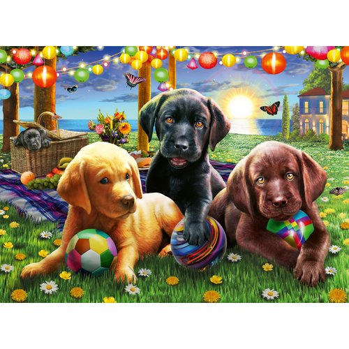 Ravensburger Puppy Picnic 100 Piece Puzzle for Kids - Unique Piece Design | Anti-Glare Surface | Perfect Developmental Toy | Ideal as a Christmas or Birthday Gift