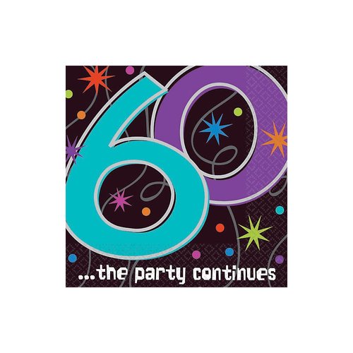 Amscan Continuous 60th Birthday Beverage Napkins Tableware Party Supplies, One Size, Multicolor