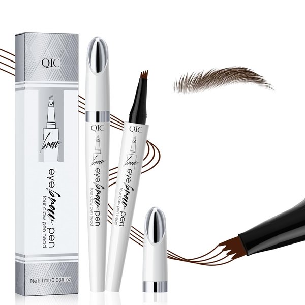 2024 New Magic Eyebrow Pencil,3D Waterproof Microblading Eyebrow Pen with 4 Fork Tip,Natural Makeup Long-Lasting Eyebrow Pencil,Makeup Fine Stroke Eyebrow Tattoo Pencil (Dark brown-B)