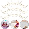 NUOBESTY 10pcs Mini Doll Glasses Metal Wire Rim Frameless Lens Doll Dress up Eyeglasses for Dolls Costume Accessories(Golden)