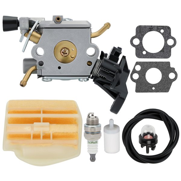 Butom C1M-EL37B 506450401 Carburetor + Foam Filter+Fuel Filter+Primer Bulb for Husqvarna 445 445E 450 450E Gas Chainsaw