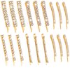 15 Pieces Rhinestone Hair Clips Metal Rhinestone Hair Pins Clear Crystal Bobby Pins for Women Girls Luxury Rhinestone Hair Barrettes Bling Hair Pins Hair Accessories for Party Wedding Daily(Gold)