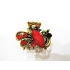 small mini metal jeweled antique peacock bronze hair claw clip (Primary color: Red)