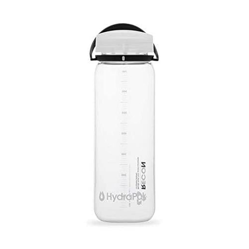 Hydrapak Recon - 50% Recycled Plastic Water Bottle, Eco Friendly & BPA Free, Smooth Flow Twist Cap, Easy Carry (25 Oz, Clear/Black & White)