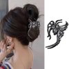Metal Spider Shark Hair Clips - Cute Ponytail Holders for Thick or Thin Hair, Non-Slip Punk Black Claw Clips, Halloween Hair Accessories (1Pc)