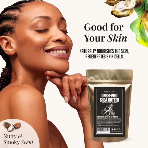 era of nature - Organic Unrefined Raw AFRICAN IVORY WHITE SHEA BUTTER, for Anti Aging Dry Skin Base Beauty, Use Alone or in DIY Body Butters, Soaps, Lotions and lip balm, Ghana, 8oz