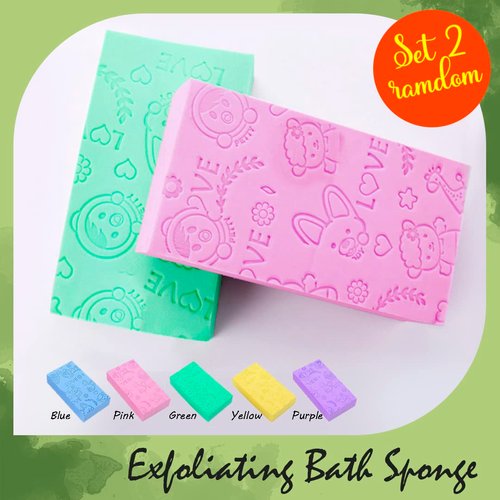 Nado Care Exfoliating Bath Sponge, Spa Scrub Exfoliating, Bath Body Shower Sponge, Dead Skin Sponge Remover for Adult, Baby, Pregnant Women, 2 pcs Random Colors
