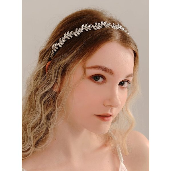 Xerling Gold Crystal Headband Rhinestones Hair Band Leaf Shape Metal Hair Jewelry Hair Accessories for Women Girls Party Birthday (Type E Gold)