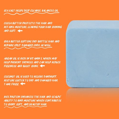 ECOPPEAL Sea Salt Shampoo Bar - Soothing Formulation for All Hair Types, Reduces Irritation and Moisturizes Scalp, Brings Fluffy Feel