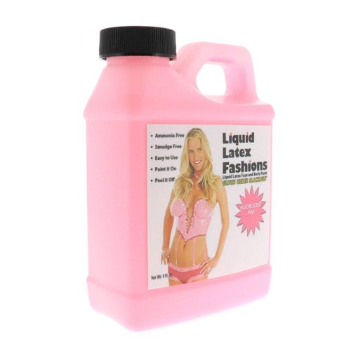 Fluorescent Pink 8 Oz - Liquid Latex Face and Body Paint, Black Light UV Reactive GLOW, Ammonia Free, Barbie Pink, Pink Panther, Cheshire Cat, Perfect for Halloween, Cosplays, Concerts!