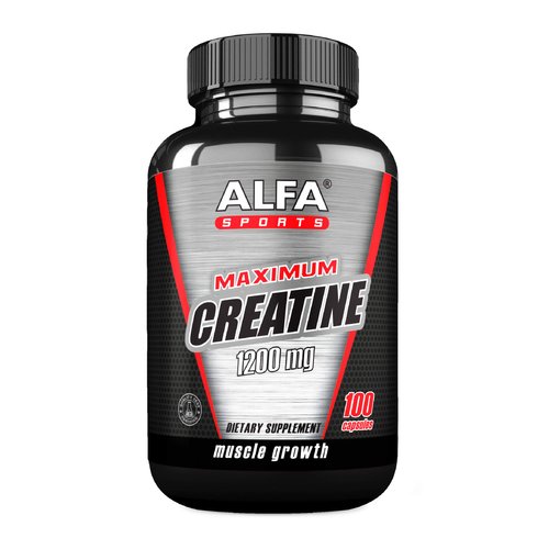 ALFA VITAMINS Maximum Creatine Monohydrate 1200 Mg 100 Capsules. Muscle Mass - Muscle Growth - Po...