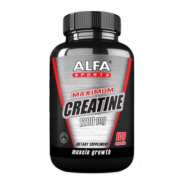 ALFA VITAMINS Maximum Creatine Monohydrate 1200 Mg 100 Capsules. Muscle Mass - Muscle Growth - Post Workout Recovery. Reduces Effects of Lactic Acid